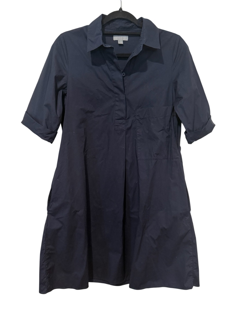 COS Navy A-Line Peplum Shirt Dress